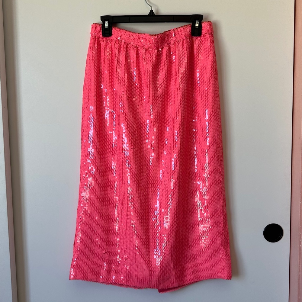 J Crew Collection - Neon Pink Sequin Pencil Skirt